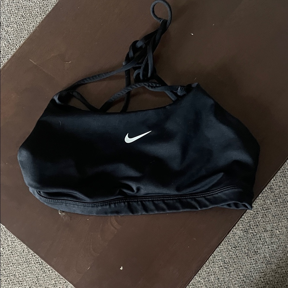 Nike Women's Black Sports Bra with White Logo